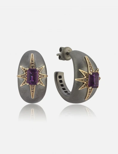 Diamond & Amethyst Earring