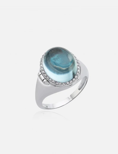 Blue Topaz Locket Ring