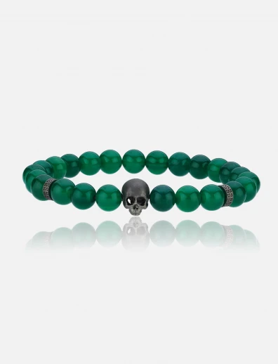Skull Green Carnelian Bracelet