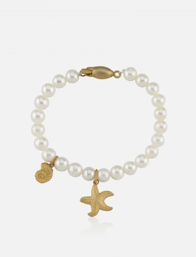 Starfish & Snail Shell Pearl Bracelet