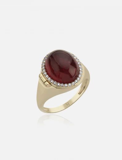 Rhodonite Locket Ring