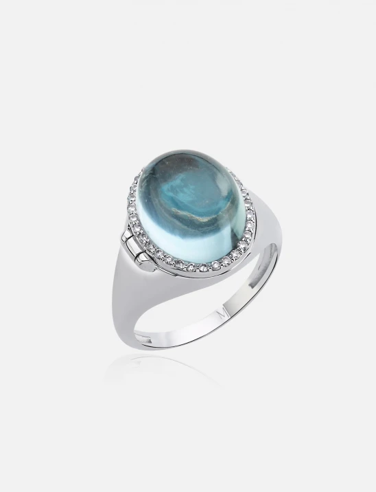 Blue Topaz Locket Ring