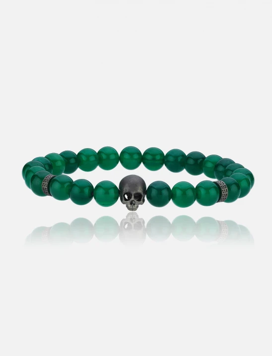 Skull Green Carnelian Bracelet