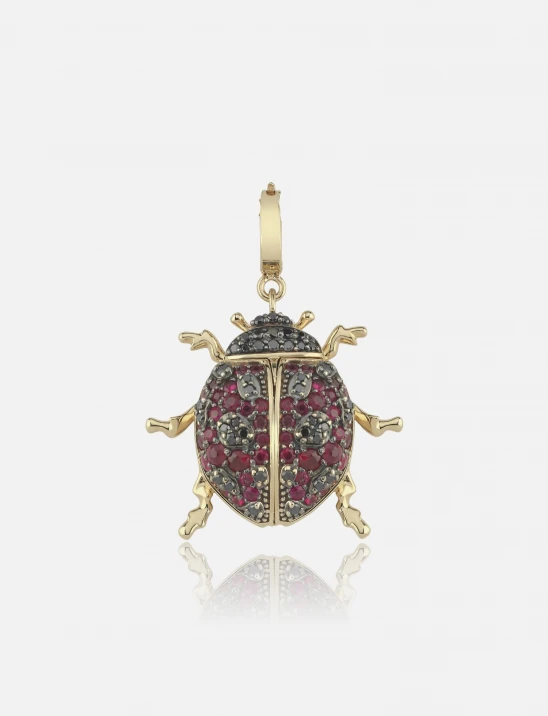 Ladybug Ruby & Black Diamond Charm