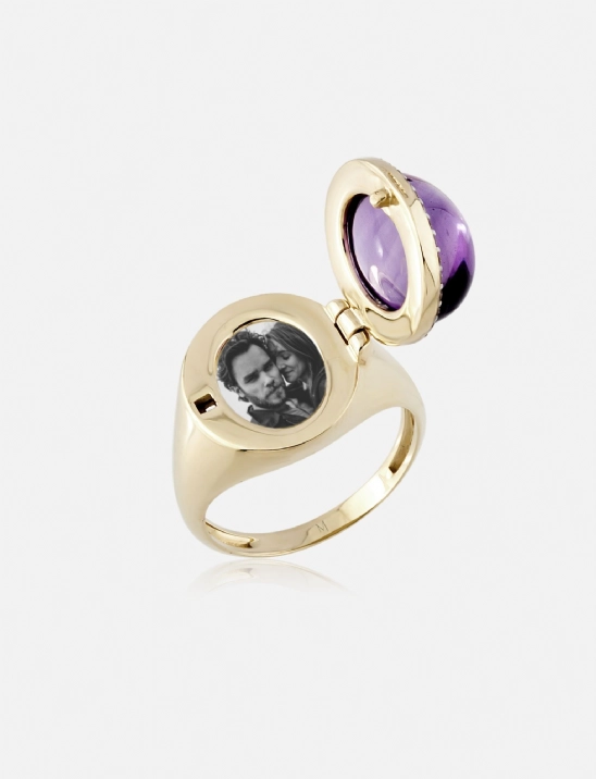 Amethyst Locket Ring
