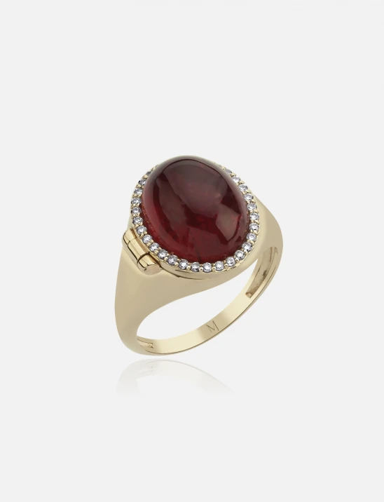 Rhodonite Locket Ring