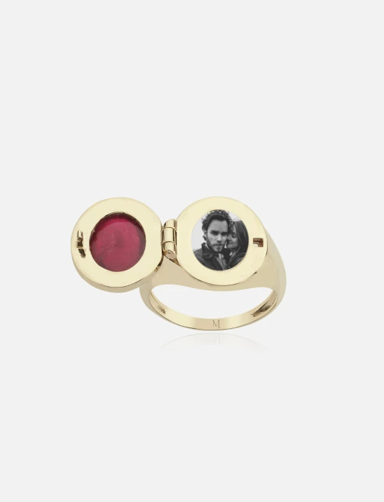 Rhodonite Locket Ring
