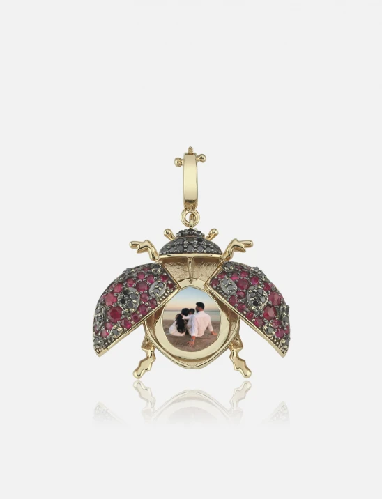 Ladybug Ruby & Black Diamond Charm