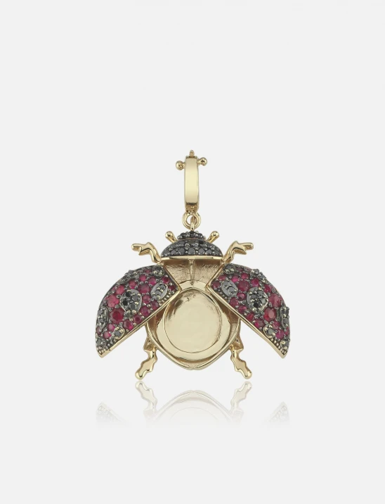 Ladybug Ruby & Black Diamond Charm